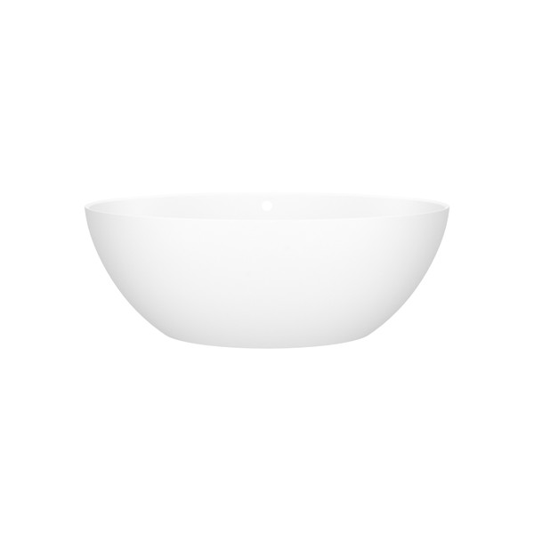 Corvara&trade; 59 Inch X 31-1/2 Inch Freestanding Soaking Bathtub in Volcanic Limestone&trade; with Overflow Hole - Matte White | Model Number: CORM-N-SM-OF - Product Knockout