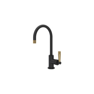 Graceline Bar & Food Prep Kitchen Faucet with C-Spout - Matte Black with Antique Gold Accent | Model Number: MB7960LMMBA