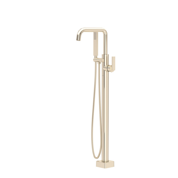 Modern 1-Hole Floor Mount Tub Filler Trim - Satin Nickel | Model Number: TCA05HF1LSTN - Product Knockout