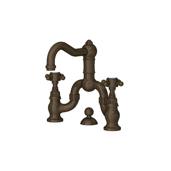 Acqui Deck Mount Bridge Bathroom Faucet - Tuscan Brass with Cross Handle | Model Number: A1419XMTCB-2 - Product Knockout