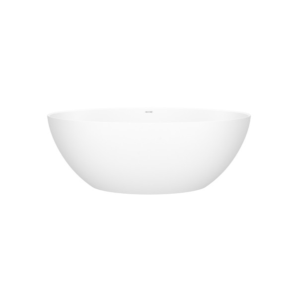 Corvara&trade; 59 Inch X 31-1/2 Inch Freestanding Soaking Bathtub in Volcanic Limestone&trade; with No Overflow Hole - Matte White | Model Number: CORM-N-SM-NO - Product Knockout