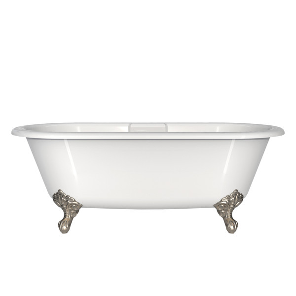 Cheshire 68-5/8 Inch X 31-3/8 Inch Freestanding Soaking Bathtub in Volcanic Limestone&trade; with Overflow Hole - Gloss White | Model Number: CHE-N-SW-OF+FT-CHE-BN - Product Knockout