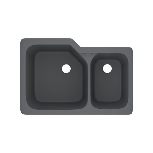 Allia 33" Fireclay 2 Bowl Undermount Kitchen Sink - Satin Grey | Model Number: 6337-04