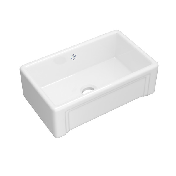 Original Egerton Casement Edge Front Single Bowl Farmhouse Apron Front Fireclay Kitchen Sink - White | Model Number: RC3017WH - Product Knockout