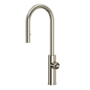 Eclissi Pull-Down Bar and Food Prep Kitchen Faucet with C-Spout Less Handle - Polished Nickel | Model Number: EC65D1PN - Product Knockout