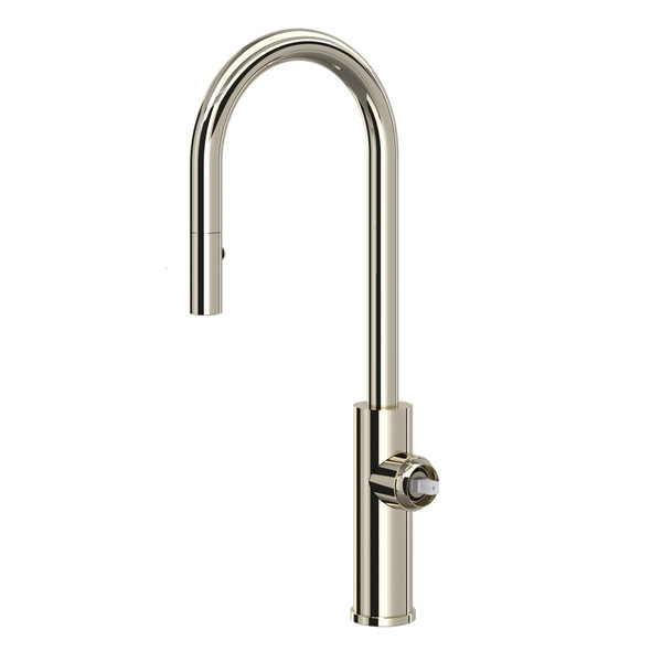 Eclissi Pull-Down Bar and Food Prep Kitchen Faucet with C-Spout Less Handle - Polished Nickel | Model Number: EC65D1PN - Product Knockout