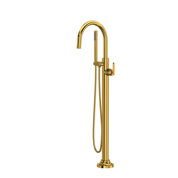 Apothecary Single Hole Floor Mount Tub Filler Trim - Unlacquered Brass | Model Number: TAP05HF1LMULB - Product Knockout