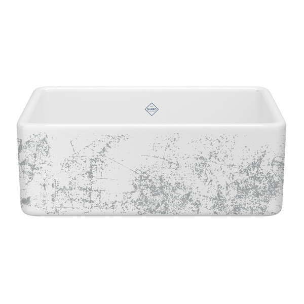 30 Inch Shaker Single Bowl Farmhouse Apron Front Fireclay Kitchen Sink With Metallic Design - White With Design | Model Number: MS3018WHMTSI - Product Knockout