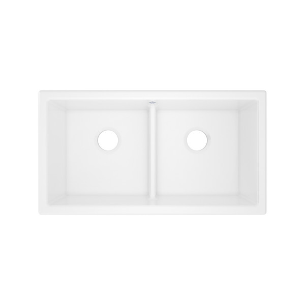 33 Inch Shaker Double Bowl Undermount Fireclay Kitchen Sink - White (WH) | Model Number: MSUM3318LDWH - Product Knockout
