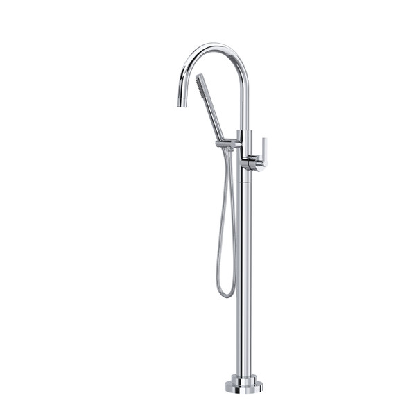 Lombardia Single Hole Floor Mount Tub Filler Trim - Polished Chrome | Model Number: TLB06HF1LMAPC - Product Knockout