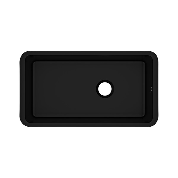 Allia 34" Fireclay Single Bowl Undermount Kitchen Sink - Matte Black | Model Number: 6497-63 - Product Knockout