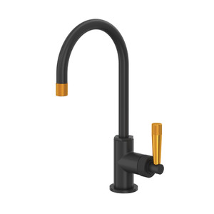 Graceline Bar and Food Prep Kitchen Faucet with C-Spout - Matte Black And Gold | Model Number: MB7960LMMBG - Product Knockout