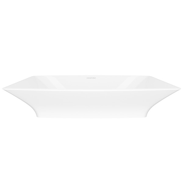 Ravello 60 Rectangular 24-1/8 Inch Vessel Lavatory Sink in Volcanic Limestone&trade; without Internal Overflow - Gloss White | Model Number: VB-RAV-60-NO - Product Knockout