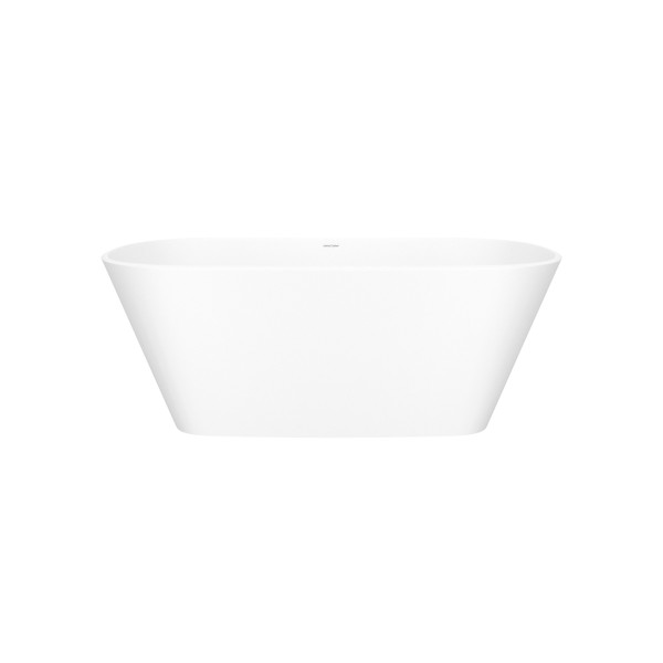 Vetralla 58-3/4 Inch X 29-2/8 Inch Freestanding Soaking Bathtub in Volcanic Limestone&trade; with No Overflow Hole - Matte White | Model Number: VETM-N-SM-NO - Product Knockout