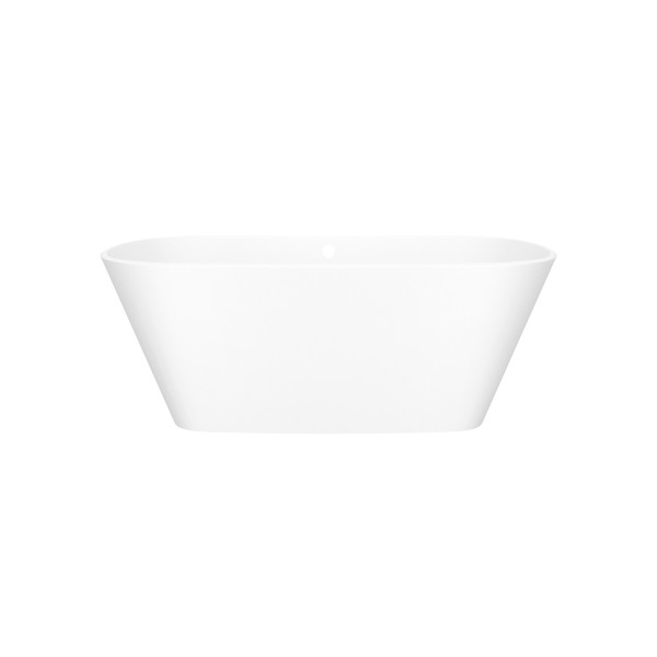 Vetralla 58-3/4 Inch X 29-2/8 Inch Freestanding Soaking Bathtub in Volcanic Limestone&trade; with Overflow Hole - Matte White | Model Number: VETM-N-SM-OF - Product Knockout