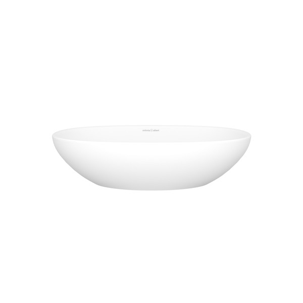 Barcelona 48 Oval 18-7/8 Inch Vessel Lavatory Sink in Volcanic Limestone&trade; without Internal Overflow - Matte White | Model Number: VB-BAR48M-SM-NO - Product Knockout