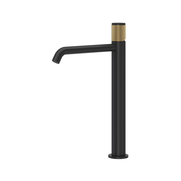 Amahle Single Handle Tall Bathroom Faucet - Matte Black with Antique Gold Accent | Model Number: AM02D1IWMBA