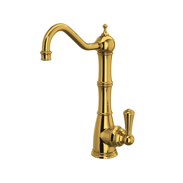Edwardian Column Spout Filter Faucet - Unlacquered Brass with Metal Lever Handle | Model Number: U.1621L-ULB-2 - Product Knockout