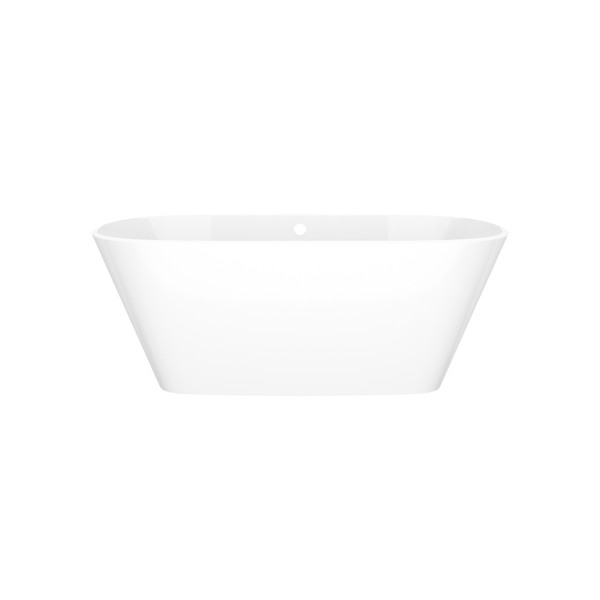 Vetralla 58-3/4 Inch X 29-2/8 Inch Freestanding Soaking Bathtub in Volcanic Limestone&trade; with Overflow Hole - Gloss White | Model Number: VET-N-SW-OF - Product Knockout