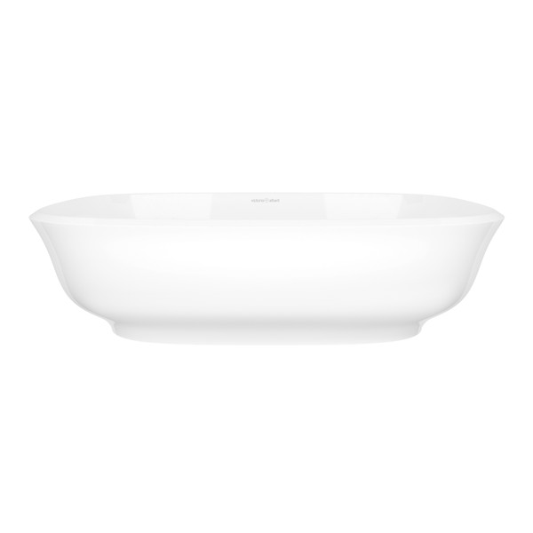 Amiata 60 Rounded Rectangle 23-5/8 Inch Vessel Lavatory Sink in Volcanic Limestone&trade; without Internal Overflow - Gloss White | Model Number: VB-AMT-60-NO - Product Knockout