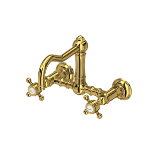 Acqui Wall Mount Bridge Kitchen Faucet With Column Spout - Unlacquered Brass | A1456XMULB-2