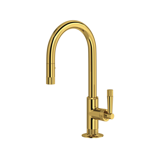 Graceline Pull-Down Bar/Food Prep Kitchen Faucet With C-Spout - Unlacquered Brass | MB7930SLMULB-2