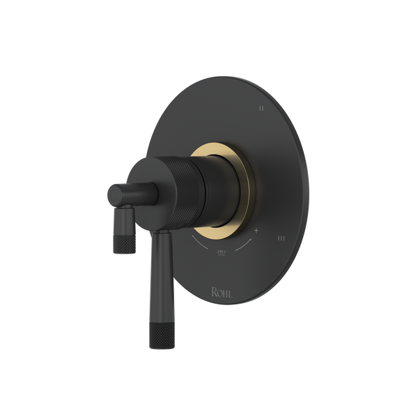 Amahle 1/2" Therm & Pressure Balance Trim With 3 Functions - Matte Black/Antique Gold | TAM47W1LMMBA