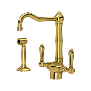 Acqui Two Handle Kitchen Faucet With Side Spray - Unlacquered Brass | A1679LMWSULB-2