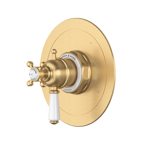 Edwardian 1/2" Therm & Pressure Balance Trim With 5 Functions - Satin English Gold | U.TEW45W1L-SEG