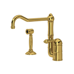 Acqui Extended Spout Kitchen Faucet With Side Spray - Unlacquered Brass | A3608/11LMWSULB-2