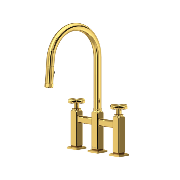 Apothecary Bridge Pull-Down Kitchen Faucet - Unlacquered Brass | AP58D3XMULB