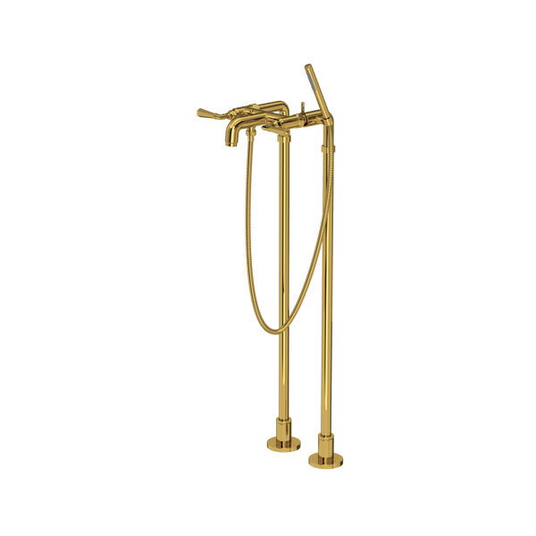 San Giovanni Floor Mount Tub Filler - Unlacquered Brass | AKIT2302NLMULB