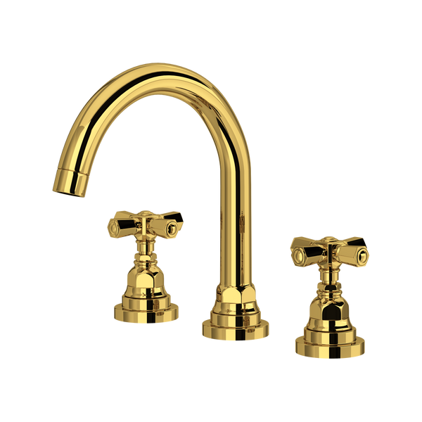 San Giovanni Widespread Lavatory Faucet With C-Spout - Unlacquered Brass | A2328XMULB-2