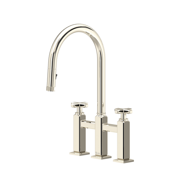 Apothecary Bridge Pull-Down Kitchen Faucet - Polished Nickel | AP58D3XMPN