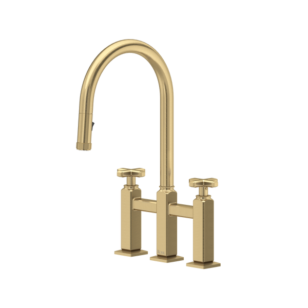 Apothecary Bridge Pull-Down Kitchen Faucet - Antique Gold | AP58D3XMAG