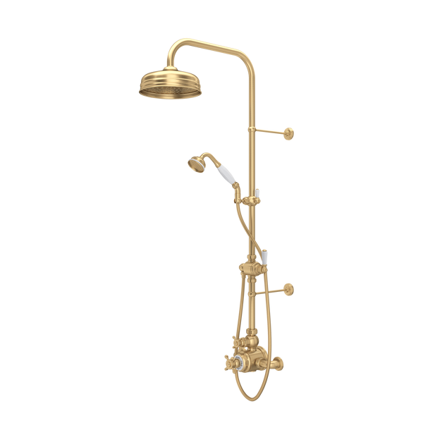 Edwardian 3/4" Exposed Wall Mount Thermostatic Shower SystemSatin English GoldU.KIT1NX-SEG