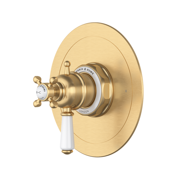 Edwardian 1/2" Therm & Pressure Balance Trim With 2 Functions - Satin English Gold | U.TEW44W1L-SEG