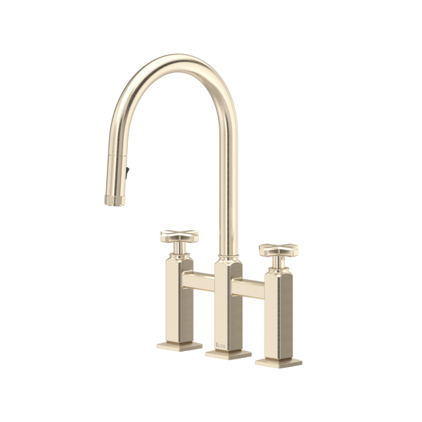 Apothecary Bridge Pull-Down Kitchen Faucet - Satin Nickel | AP58D3XMSTN