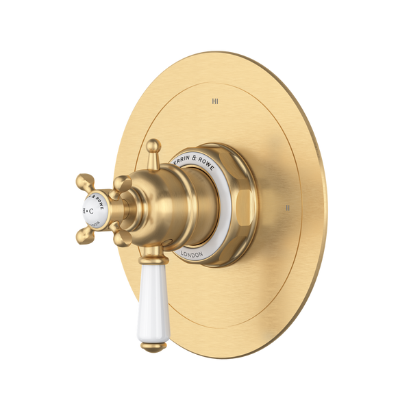 Edwardian 1/2" Therm & Pressure Balance Trim With 3 Functions - Satin English Gold | U.TEW23W1L-SEG
